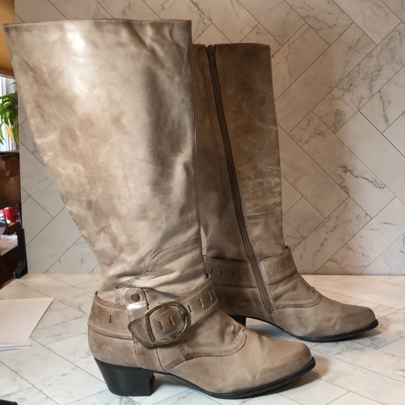 Elites by Walking Cradles Womens Boot Boots Leather Tan Buckle Zipper 12W WIDE - Picture 8 of 9